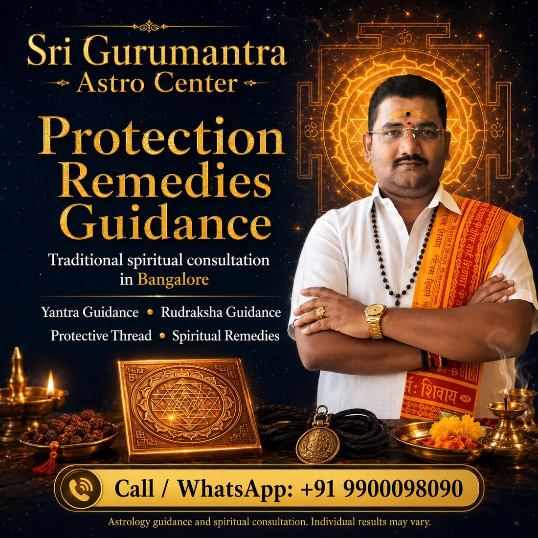 Protection remedies guidance in Bangalore β yantra, rudraksha and spiritual remedies